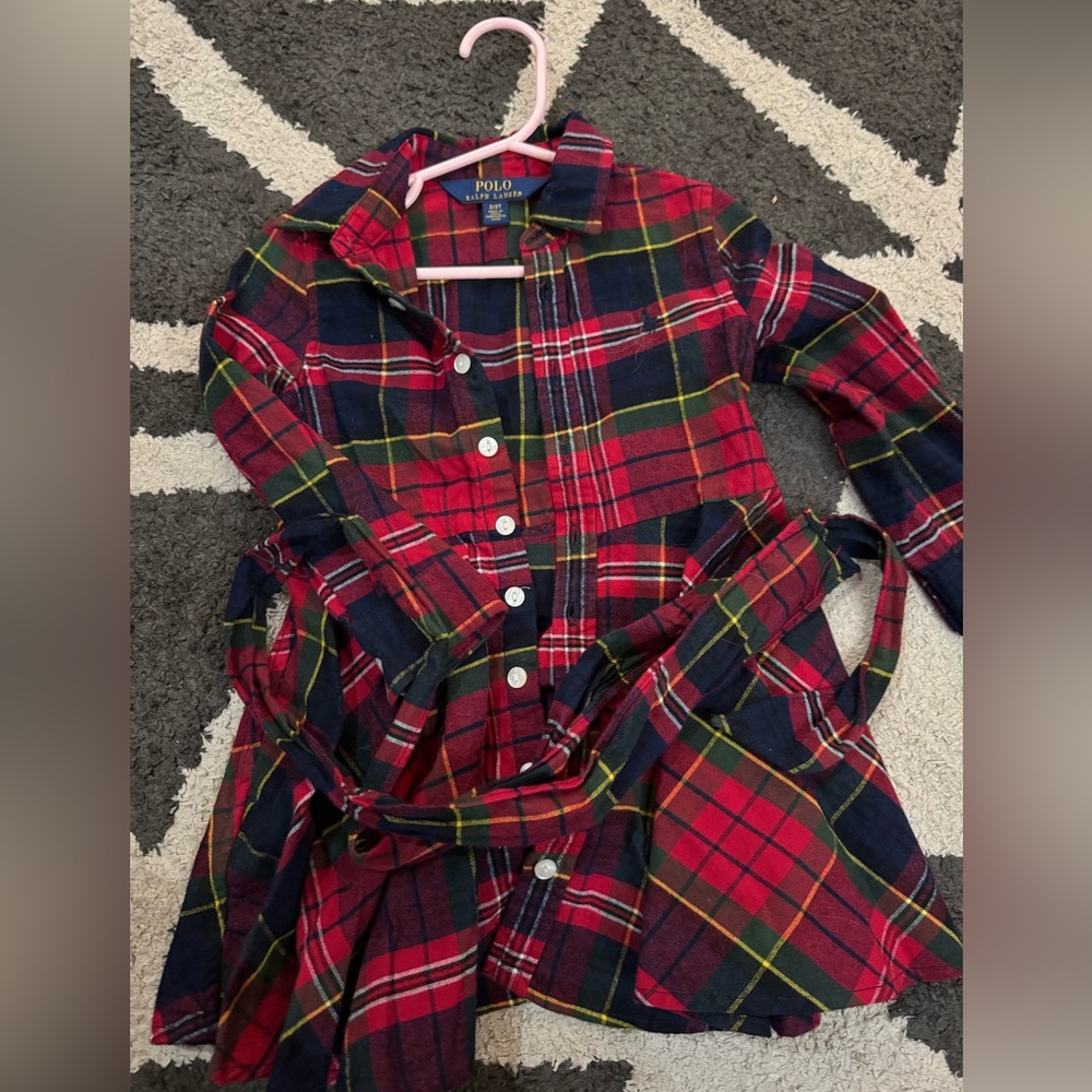 Polo by Ralph Lauren Kids Red and Blue Plaid Button Down Shirtdress